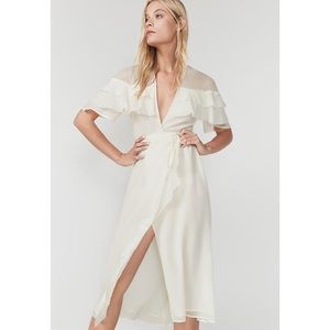 Reformation cream/ ivory Garbo midi wrap dress